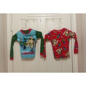 Boys Minecraft Lot Of 2 Pajama Sleep Shirts Zombie And Iron Golem Size 6
